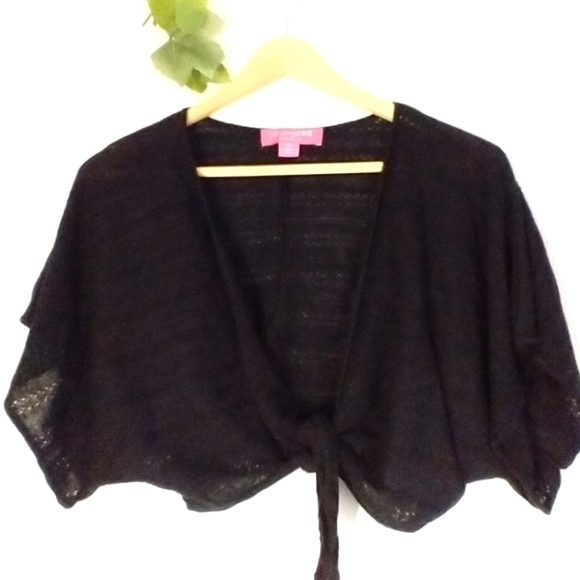 Liz Lang Maternity for Target Soft Cozy Cap Sleeve Crop Black Wrap Cardigan XL - Picture 1 of 4